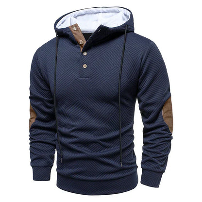 Men’s Hooded Casual Hoodie with Textured Panels
