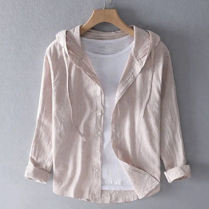 Women’s Striped Hooded Button-Up Shirt
