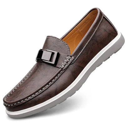 Embossed Leather-Look Loafers