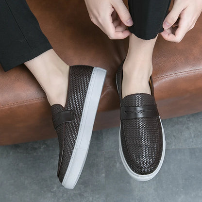 Men’s Soft Leather-Look Slip-On Loafers