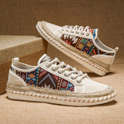 Men’s Patterned Canvas Espadrille-Style Casual Trainers