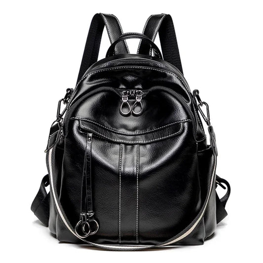 Women’s Classic Leather-Look City Backpack