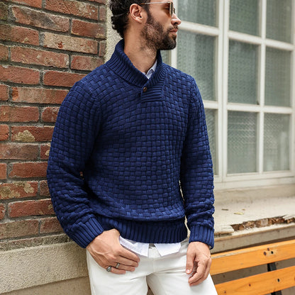 Men’s Woven Stand Collar Sweater