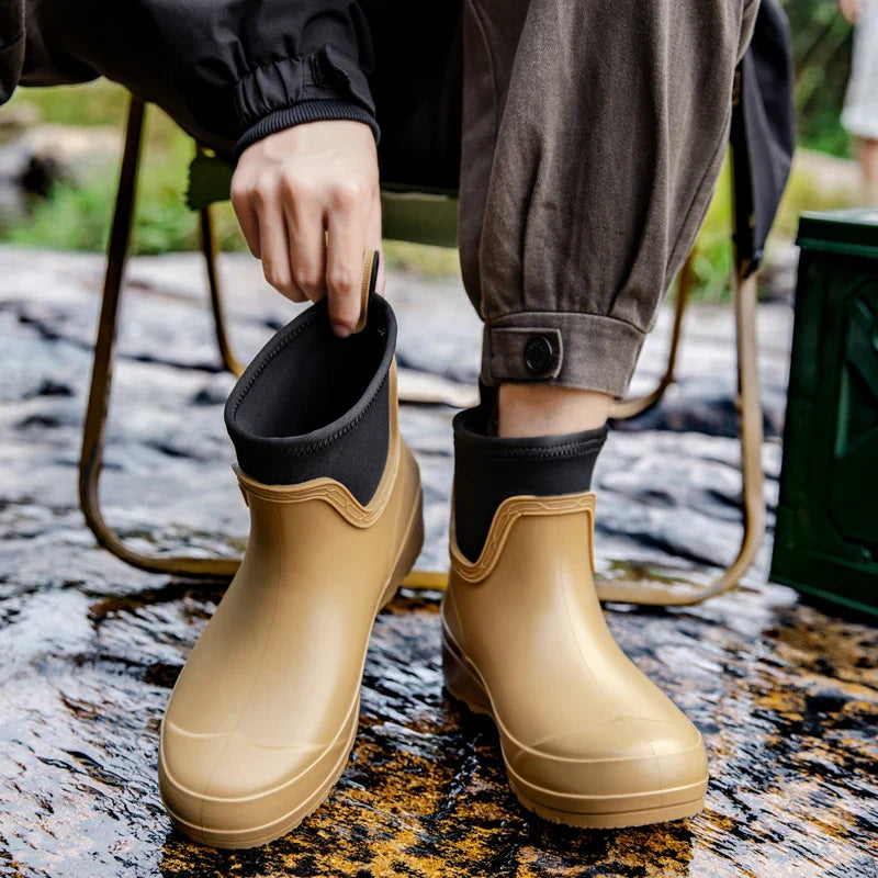 Women’s Waterproof Short Neoprene-Collar Rain Boots
