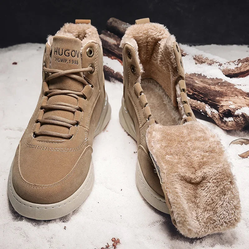 Men’s Suede Fleece-Lined Mid-Top Winter Trainers