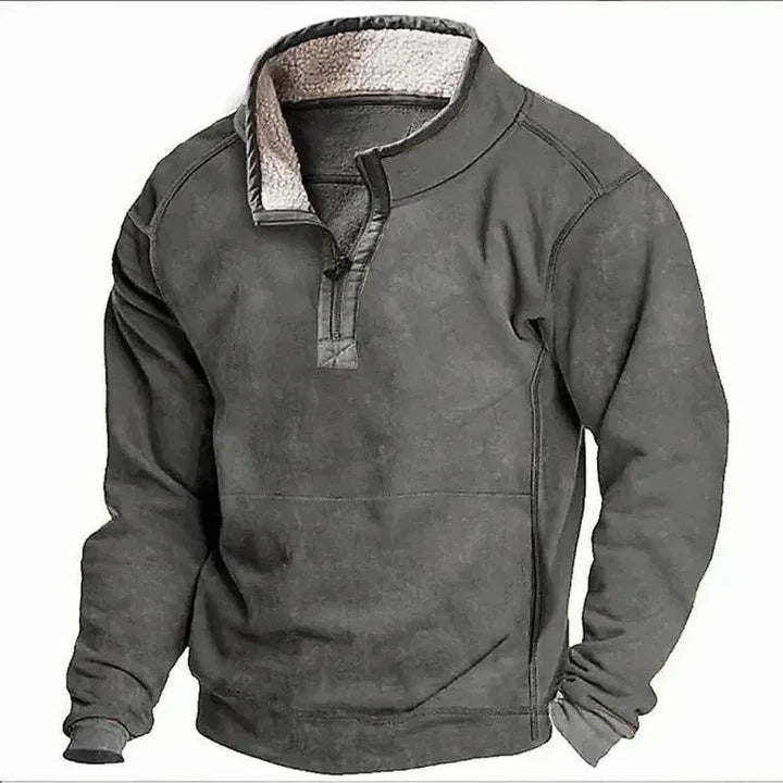 Men’s Casual Half Zip Stand Collar Hoodie