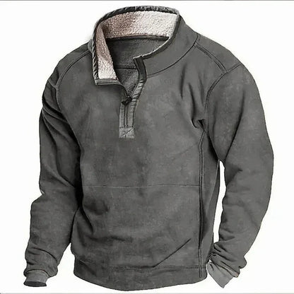 Men’s Casual Half Zip Stand Collar Hoodie