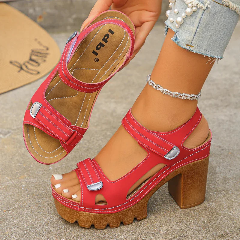 Women's Adjustable Platform Block Heel Sandals