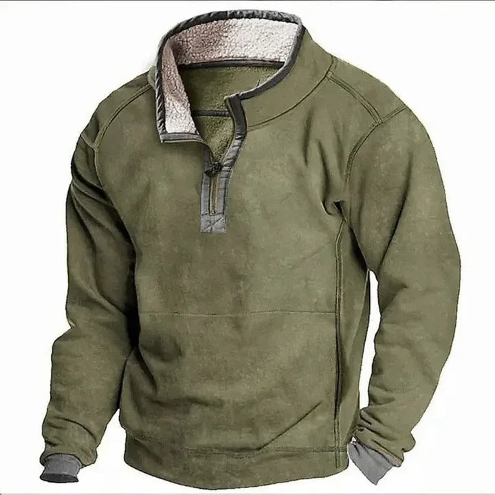 Men’s Casual Half Zip Stand Collar Hoodie