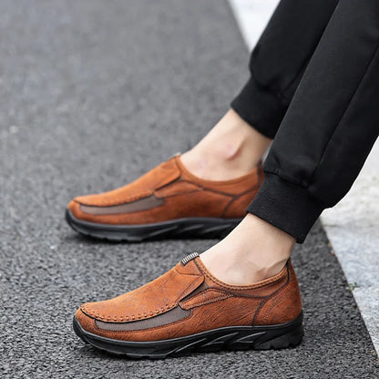 Men’s Handmade Retro Leather-Look Loafers