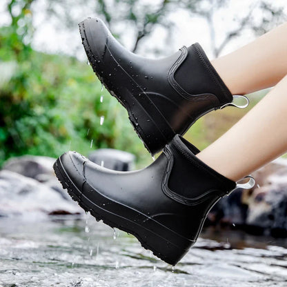 Women’s Waterproof Short Neoprene-Collar Rain Boots