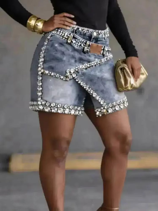 Women's Crystal-Trim Denim Skort