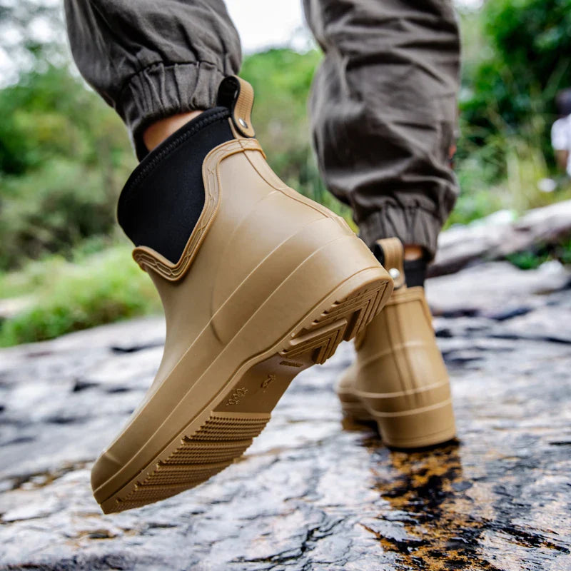 Women’s Waterproof Short Neoprene-Collar Rain Boots