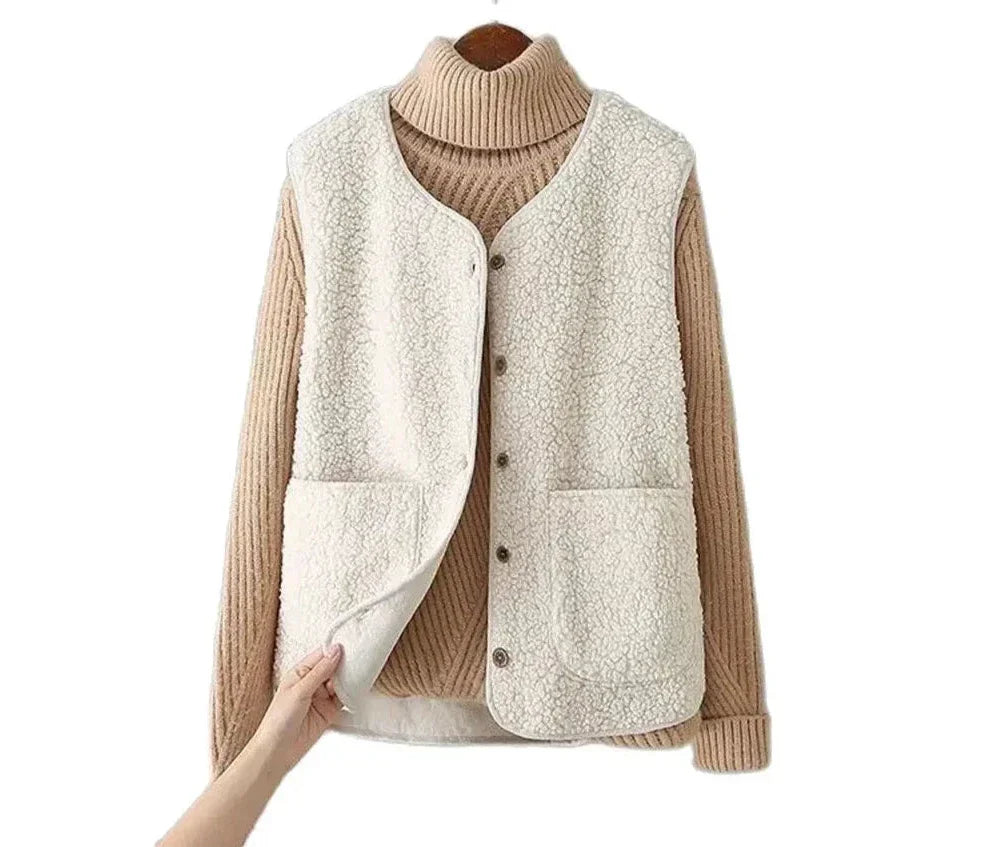 Women's Wool Blend Button-Front Vest