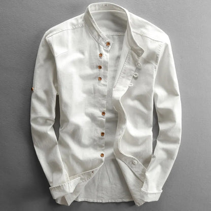 Men’s Japanese-Inspired Linen Blend Casual Shirt