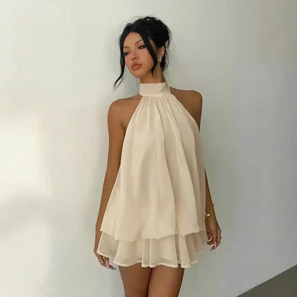 Women’s Layered Halter Tie Dress