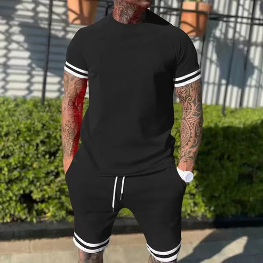 Men’s Contrast-Trim T-Shirt and Shorts Set