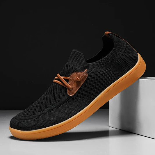Men’s Knit Leather-Look Trainer