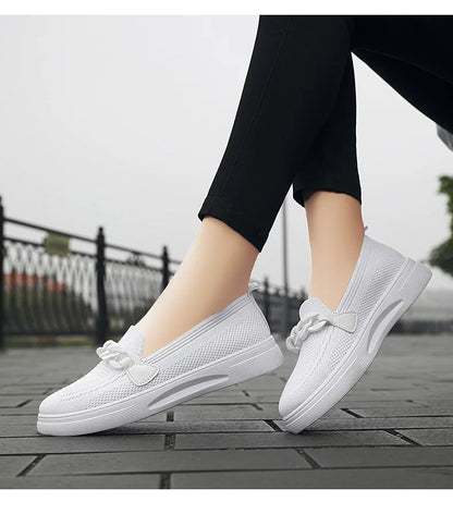 Women's Breathable Fly-Knit Chain Slip-On Shoes