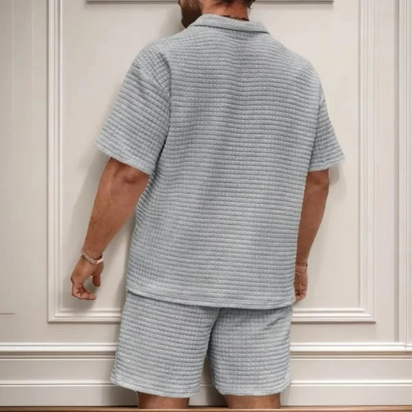 Men's Waffle Polo & Shorts Set