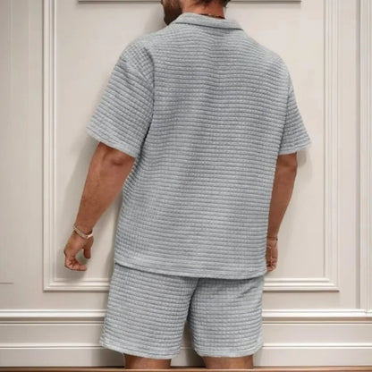 Men's Waffle Polo & Shorts Set