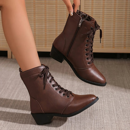 Women’s Chic Mid-Heel Combat Boots
