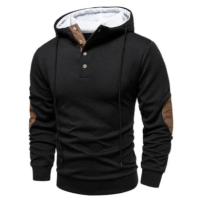 Men’s Hooded Casual Hoodie with Textured Panels