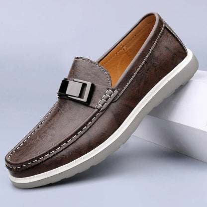 Embossed Leather-Look Loafers