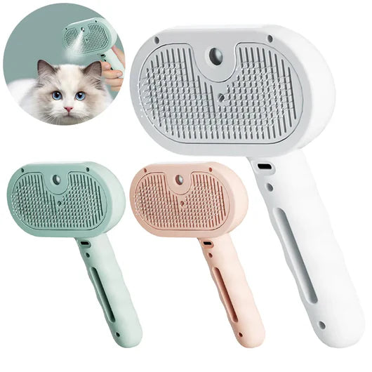 Pet Steam Grooming Brush with Built In Spray Tank