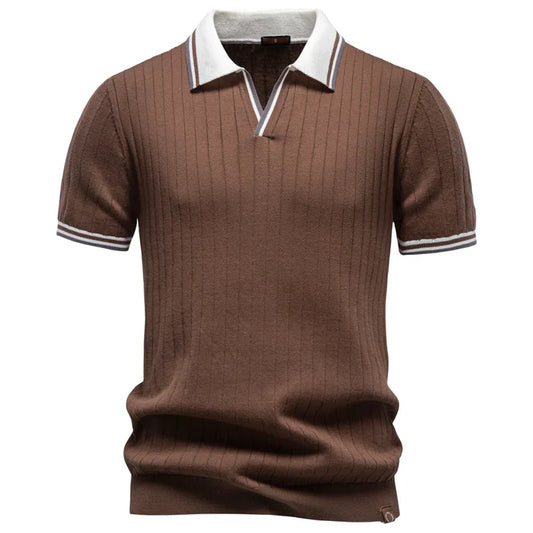 Men’s Ribbed Cotton Polo Shirt