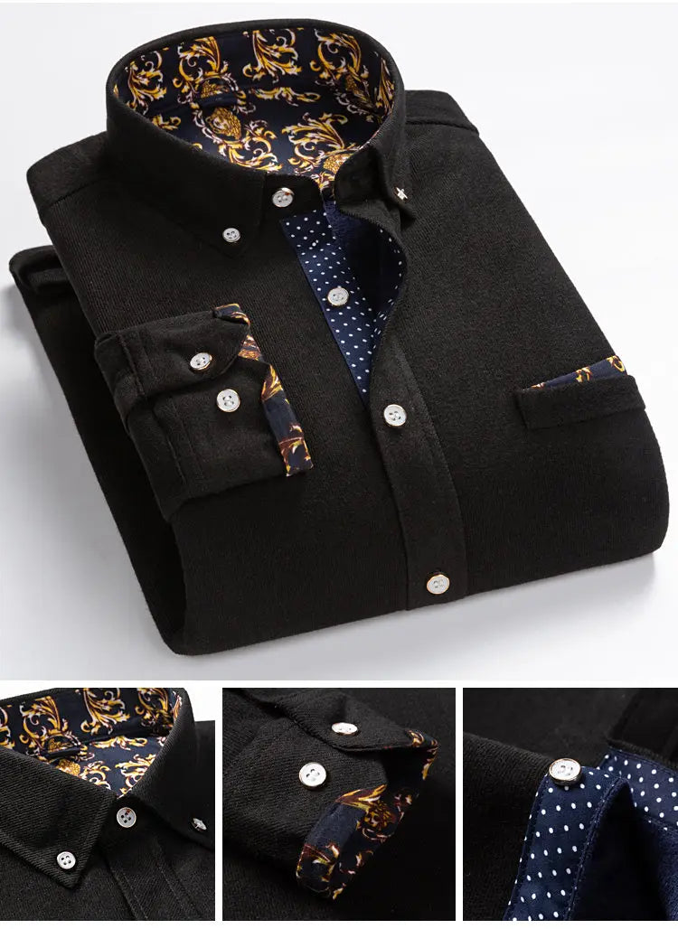 Men’s Fleece-Lined Corduroy Turn-Down Collar Overshirt
