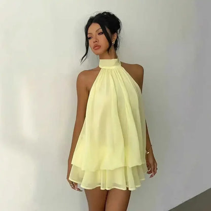 Women’s Layered Halter Tie Dress