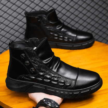 Men’s Supportive Leather-Look Boots