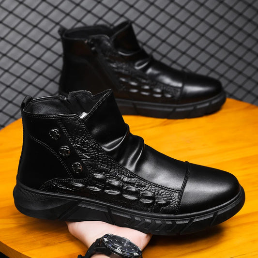 Men’s Supportive Leather-Look Boots