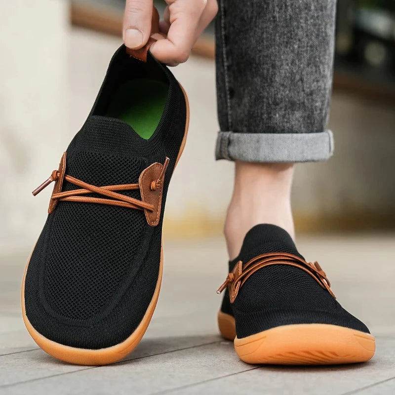 Men’s Knit Leather-Look Trainer