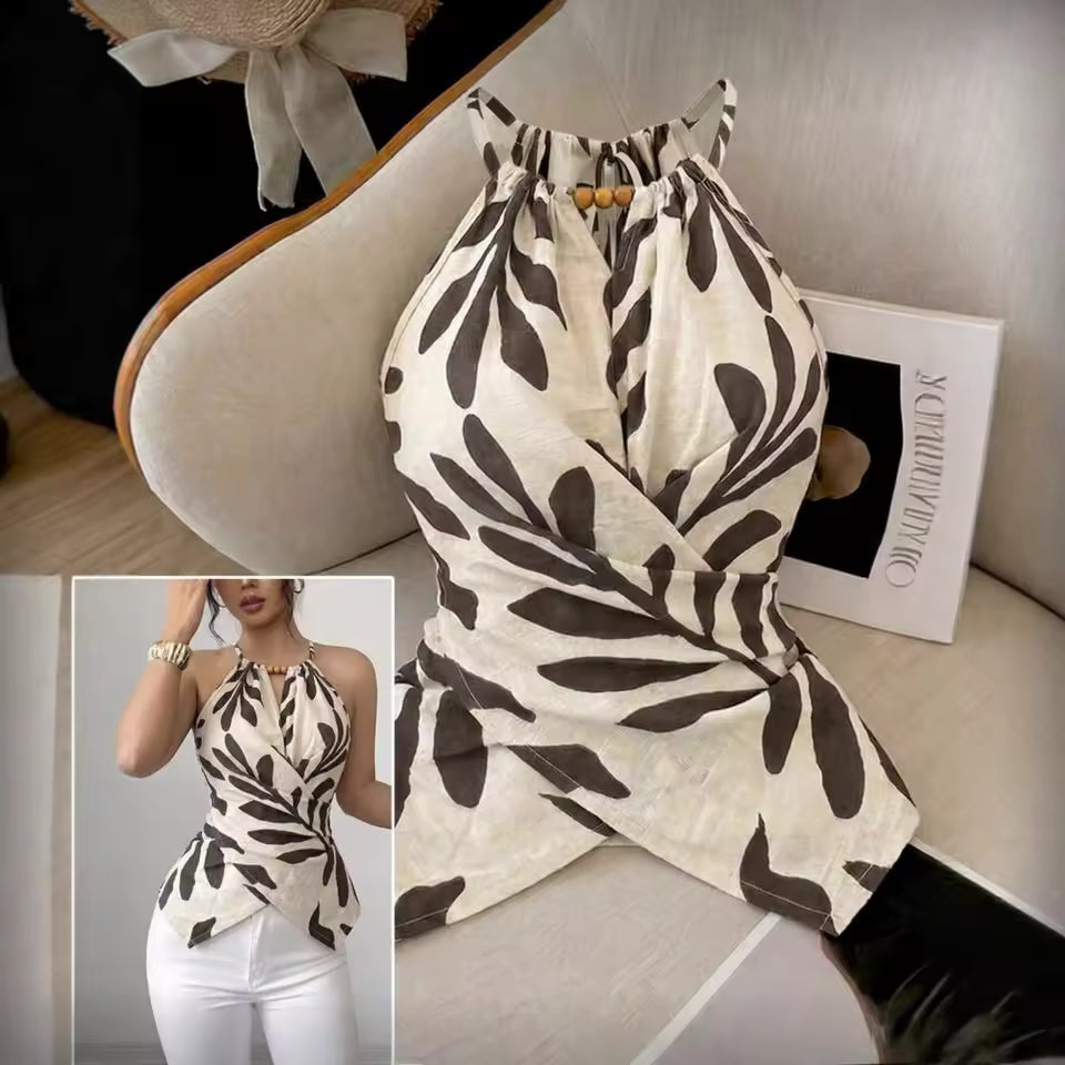 Women's Botanical Print Halter Top