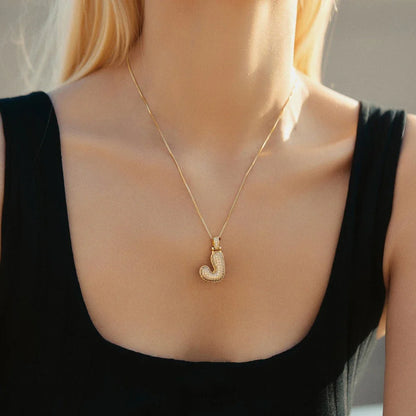 Waterproof 18K Gold Plated Bubble Initial Necklace