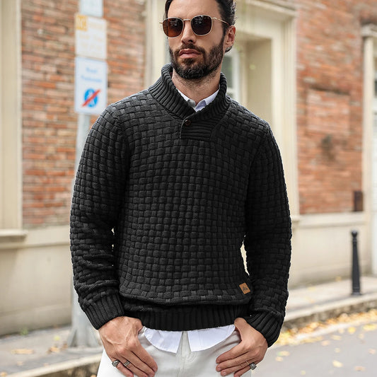 Men’s Woven Stand Collar Sweater