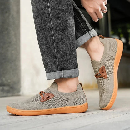 Men’s Knit Leather-Look Trainer