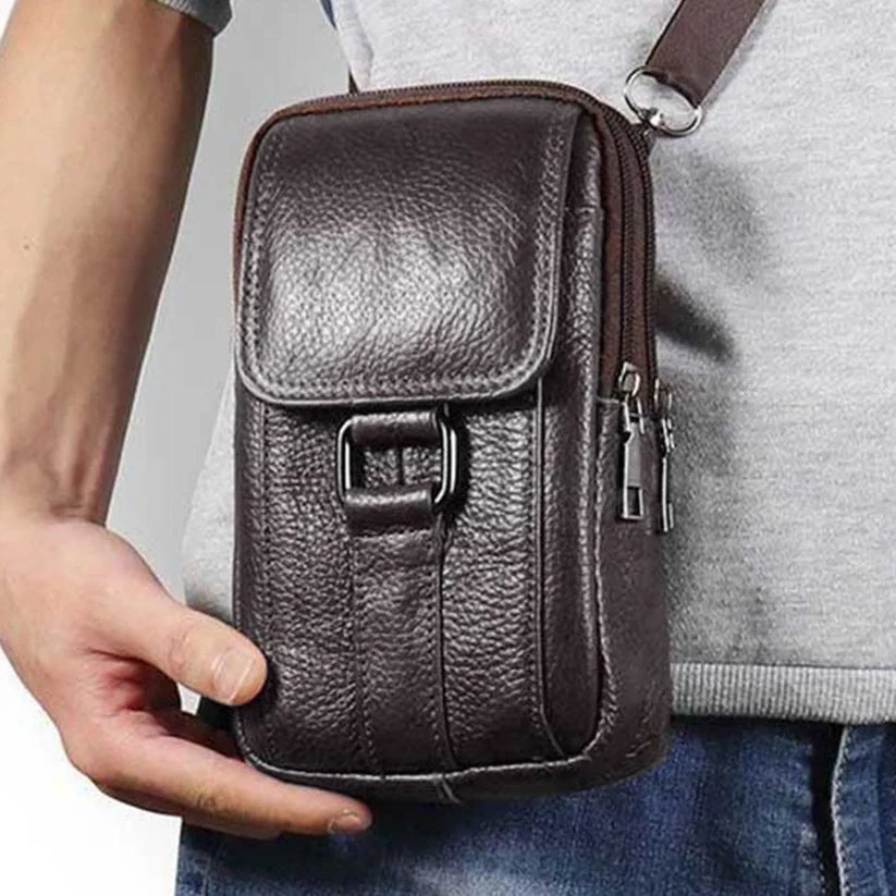 Grained Leather-Look Crossbody Bag