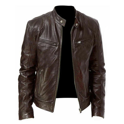 Men’s Premium Slim-Fit Leather-Look Biker Jacket