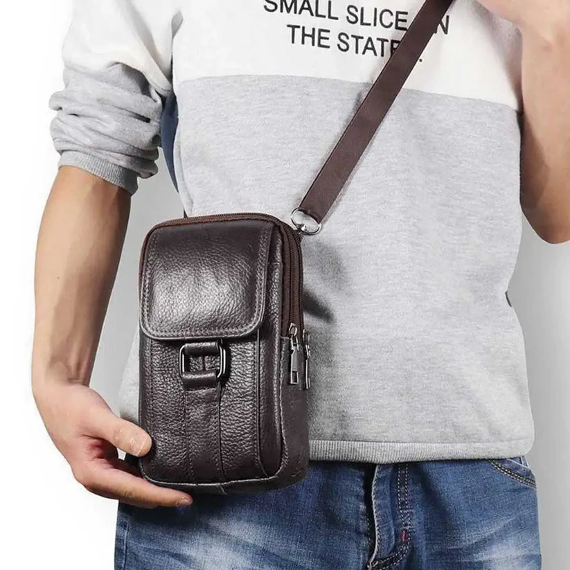 Grained Leather-Look Crossbody Bag