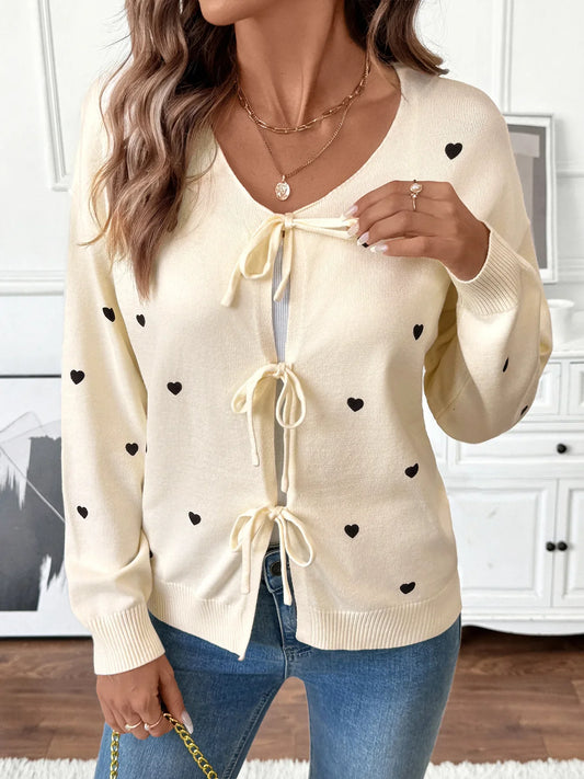 Women’s Round-Neck Long-Sleeve Loose-Knit Cardigan