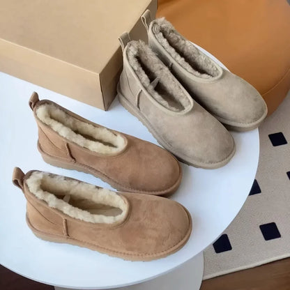 Women’s Faux-Fur Lined Leather Moccasin Slippers