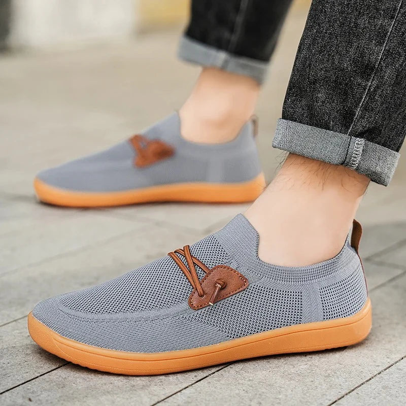 Men’s Knit Leather-Look Trainer