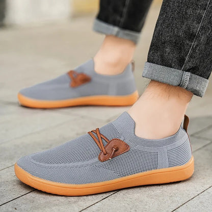 Men’s Knit Leather-Look Trainer