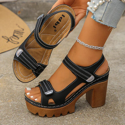 Women's Adjustable Platform Block Heel Sandals