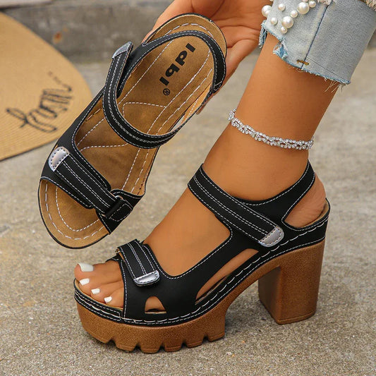 Women's Adjustable Platform Block Heel Sandals
