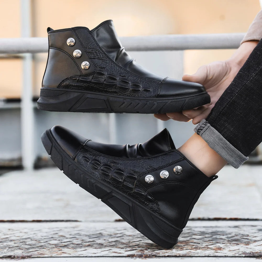 Men’s Supportive Leather-Look Boots