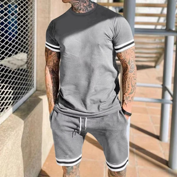 Men’s Contrast-Trim T-Shirt and Shorts Set